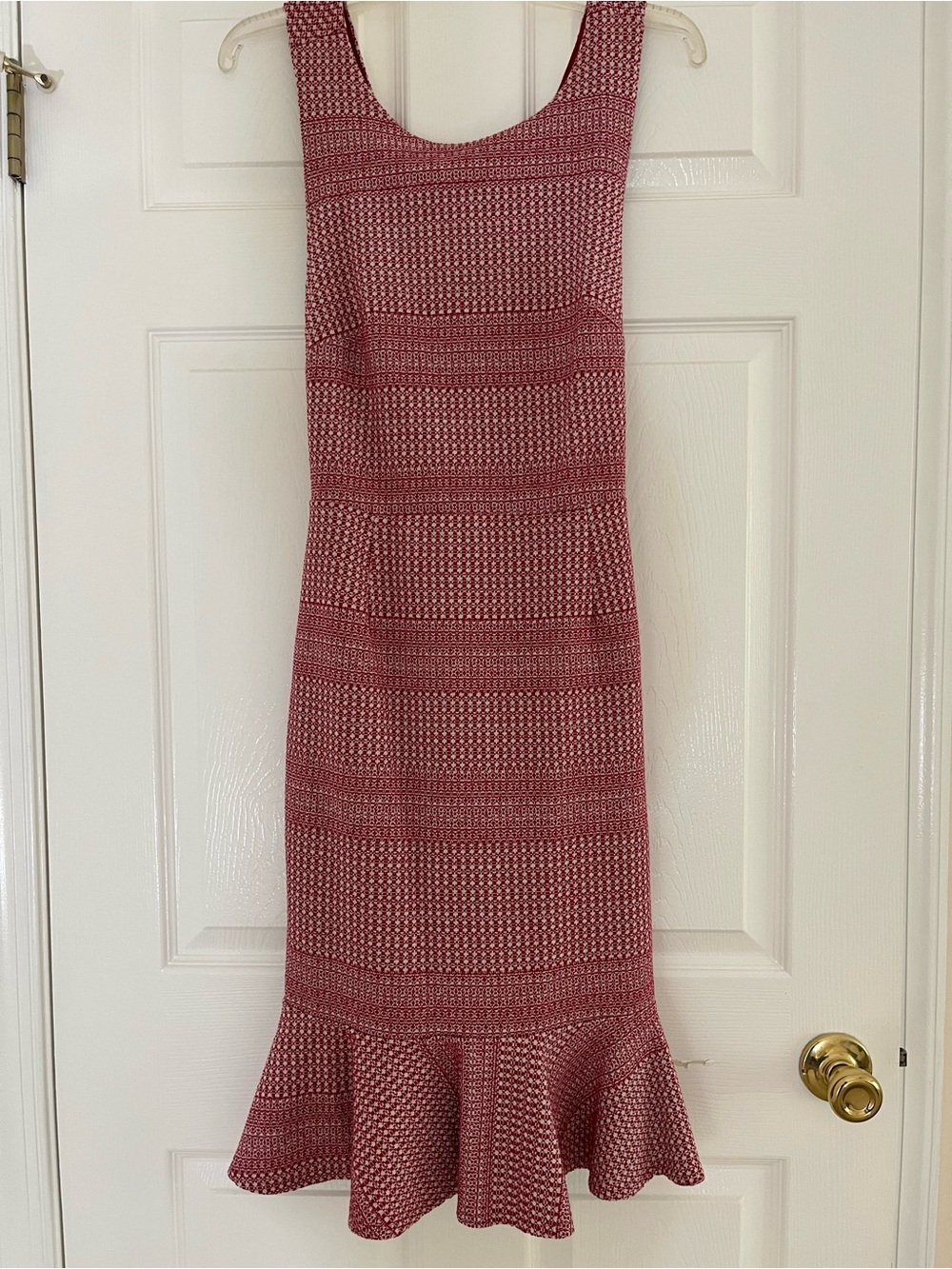 Banana Republic Red Patterned Sleeveless Mermaid Hem Midi Dress